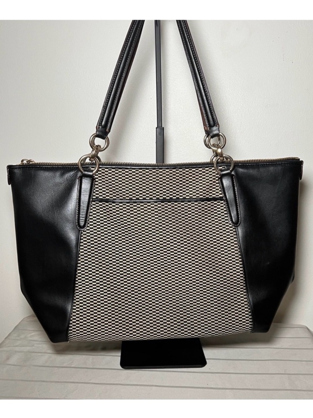COACH Large Black Leather-Trim Jacard Legacy Tote Limited🔥Vintage🔥